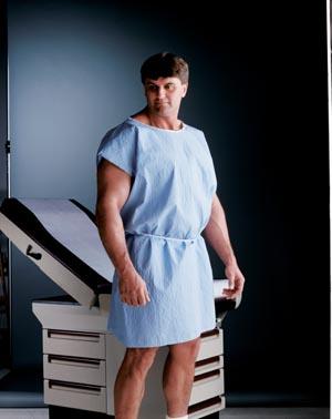 Gown, Sewn Shoulders & Ties, Scrim-Reinforced Tissue, Blue, White Ties, XL, 36″ x 45″ [260] (25/CS) by Graham Medical  ID 70260N